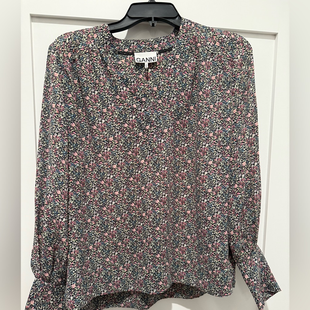 Ganni Multicolor Floral Blouse